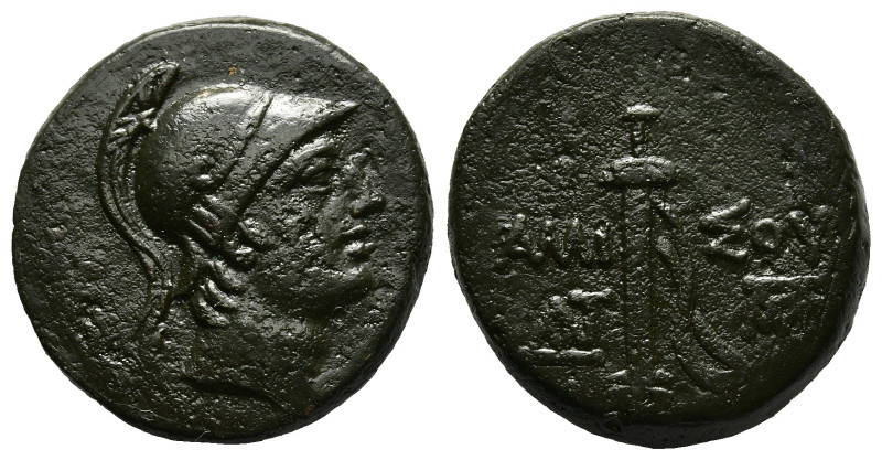 PONTOS.Amisos.Time of Mithradates VI.(Circa 111-90 BC).Ae.
Obv : Helmeted head o...