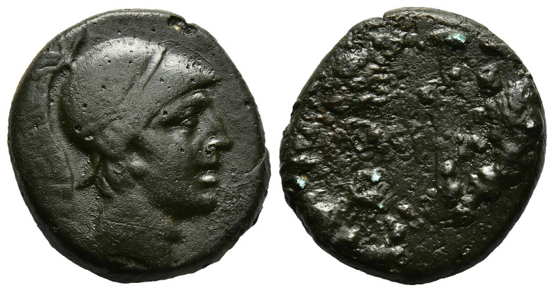 PONTOS.Amisos.Time of Mithradates VI.(Circa 111-90 BC).Ae.
Obv : Helmeted head o...