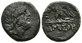 PONTUS. Pharnakeia. Struck under Mithridates VI Eupator.(Circa 95-90 or 80-70 BC).Ae.
Obv : Laureate head of Zeus right.
Rev : ΦΑΡΝΑΚΕΙAΣ.
Eagle stand...