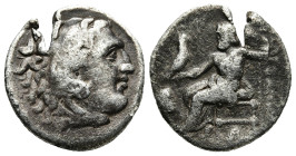 KINGS OF MACEDON. Alexander III 'the Great' (336-323 BC). Drachm. 

Obv: Head of Herakles right, wearing lion skin.
Rev: AΛΕΞΑΝΔΡΟΥ.
Zeus seated left ...