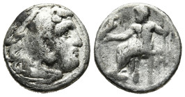 KINGS OF MACEDON. Alexander III 'the Great' (336-323 BC). Drachm. 

Obv: Head of Herakles right, wearing lion skin.
Rev: AΛΕΞΑΝΔΡΟΥ.
Zeus seated left ...