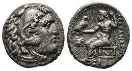 KINGS OF MACEDON. Alexander III 'the Great' (336-323 BC). Drachm. 

Obv: Head of Herakles right, wearing lion skin.
Rev: AΛΕΞΑΝΔΡΟΥ.
Zeus seated left ...