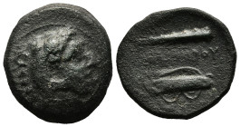 KINGS OF MACEDON. Alexander III 'the Great' (336-323 BC). Ae Unit. Uncertain mint in Western Asia Minor.

Obv: Head of Herakles right, wearing lion sk...
