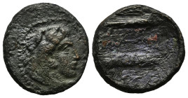 KINGS OF MACEDON. Alexander III 'the Great' (336-323 BC). Ae Unit. Uncertain mint in Western Asia Minor.

Obv: Head of Herakles right, wearing lion sk...