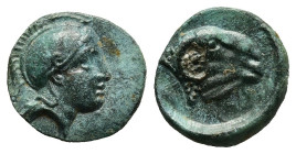 ONIA. Klazomenai. Ae (4th century BC). Mikkos magistrate.
Obv: Helmeted head of Athena right.
Rev Head of ram right.

Condition : Good very fine.

Wei...