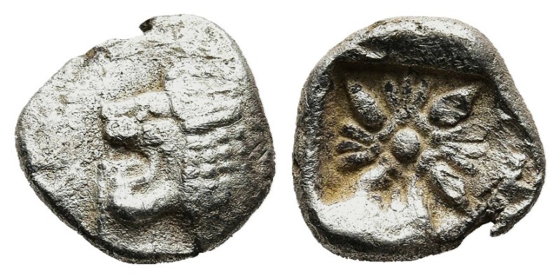 IONIA. Miletos. Obol or Hemihekte (Late 6th-early 5th centuries BC).
Obv: Forep...