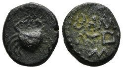 GREEK COINS
KINGS of COMMAGENE. Mithradates III.(Circa 20-12 BC). Ae.
Obv : Crab.
Rev : BA ME M TOY M.
Legend in three lines.
Alram 249.
Conditi...