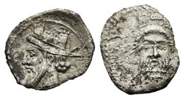 Uncertain (BC 4th cent) Persian King 3 - Obol
ca 350-338 BC. Tarsos or Myriandros? AR Obol Bearded head of Great King left, wearing crown (Artaxerxes...