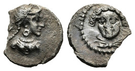 CILICIA. Tarsos. Tarkumuwa (Datames) Satrap of Cilicia and Cappadocia (384-361/0 BC). Obol.
Obv: Draped bust of female facing slightly left.
Rev: Drap...