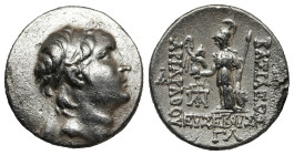 KINGS of CAPPADOCIA.Eusebeia.Ariarathes V.(Circa 163-130 BC).Eusebeia Mazaka.Drachm.
Obv : Diademed head right.
Rev : BAΣΙΛΕΩΣ APIAPAΘOY EYΣEBOYΣ.
Ath...