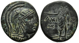 PONTOS.Amisos.Time of Mithradates VI Eupator.(Circa 105-90 or 90-85 BC).Ae.
Obv : Helmeted head of Athena right.
Rev : AMI - ΣOY.
Perseus standing lef...