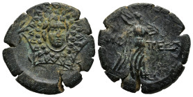 PAPHLAGONIA.Amastris.(Circa 85-65 BC).Ae.
Obv : Aegis.
Rev : AMAΣΤΡEΩN.
Nike advancing right, holding long palm frond.
SNG BM Black Sea 1316–1318; HGC...