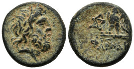 PONTUS. Pharnakeia. Struck under Mithridates VI Eupator.(Circa 95-90 or 80-70 BC).Ae.
Obv : Laureate head of Zeus right.
Rev : ΦΑΡΝΑΚΕΙAΣ.
Eagle stand...