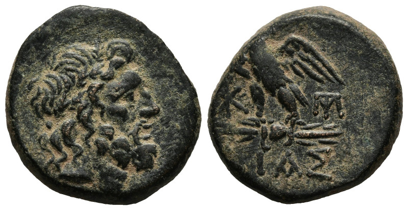 BITHYNIA.Dia.(Circa 85-65 BC).Ae.
Obv : Laureate head of Zeus to right.
Rev : ΔΙ...