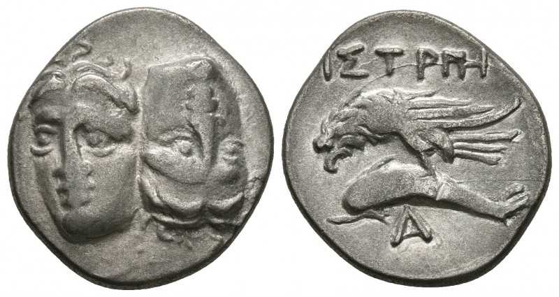 ISTROS, Moesia. 400-350 a.C. A/ Dos cabezas de jóvenes masculinos enfrentados ¿D...