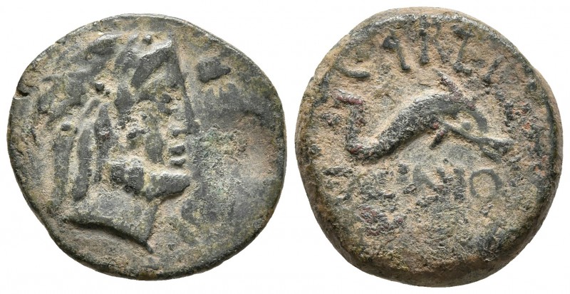 CARTEIA. Semis. Epoca de Augusto. 27 a.C.-14 d.C. San Roque (Cádiz). A/ Cabeza d...