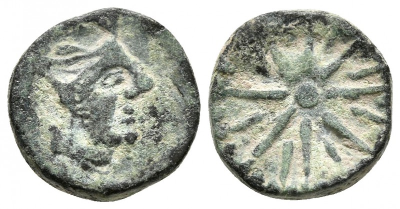 MALACA. 1/2 Calco. 290-220 a.C. Málaga. A/ Cabeza con gorro egipcio a derecha. R...