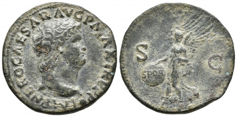 NERON. As. 64-67 d.C. Lugdunum (Lyon). A/ Cabeza desnuda a derecha. IMP NERO CAE...