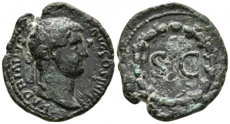 ADRIANO. As. 134-138 d.C. Roma. A/ Busto laureado a derecha con ligero drapeado ...