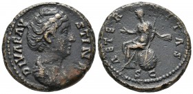 FAUSTINA I (Acuñación póstuma por Antonino Pio). As. 140-141 d.C. Roma. A/ Busto drapeado a derecha, llevando tutulus de perlas. DIVA FAVSTINA. R/ Aet...