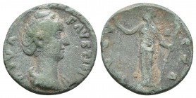 FAUSTINA I. Ae, Limes Denario. 141 d.C. Roma. A/ Busto drapeado a derecha. DIVA FAVSTINA. R/ Ceres estante a izquierda con mano derecha alzada y porta...