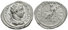 HELIOGABALO. Antoniniano. 218-219 d.C. Roma. A/ Busto radiado y drapeado con coraza a derecha. IMP CAES M AVR ANTONINVS AVG. R/ Fides sedente entre es...