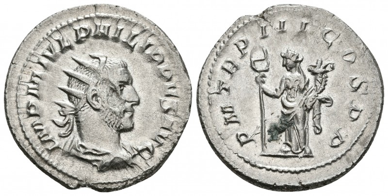 FILIPO I. Antoniniano. 246 d.C. Roma. A/ Busto radiado y drapeado con coraza a d...