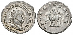 TRAJANO DECIO. Antoniniano. 249-251 d.C. Roma. A/ Busto radiado y drapeado con coraza a derecha. IMP C M Q TRAIANVS DECIVS AVG. R/ Emperador a caballo...