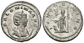 SALONINA. Antoniniano. 254-268 d.C. Antioquía. A/ Busto diademado y drapeado sobre creciente a derecha. SALONINA AVG. R/ Juno estante portando pátera ...