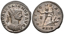 AURELIANO. Antoniniano. 270-275 d.C. Roma. A/ Busto radiado con coraza a derecha. IMP AVRELIANVS AVG. R/ Sol avanzando a derecha portando rama y arco,...
