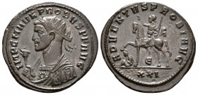 PROBO. Antoniniano. 277 d.C. Siscia. A/ Busto radiado a izquierda, visitiendo manto imperial y portando cetro rematado en águila. IMP C M AVR PROBVS P...
