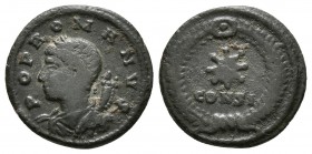 CONSTANTINO I. Series conmemorativas. Follis. 330 d.C. Constantinopolis. A/ Busto de Genio laureado y drapeado a izquierda portando cornucopia sobre e...