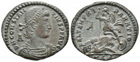 CONSTANCIO II. Maiorina. 337-361 d.C. Thessalónica. A/ Busto con diadema de perlas, drapeado y con coraza a derecha. D N CONSTANTIVS P F AVG, detrás A...