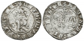 JUAN I. Blanca del Agnus Dei. (1379-1390). Toledo. A/ Leyenda: +CATA : MUNDI : MISERE : . R/ Leyenda: +AGNVS : DEI : DI TOLIS : PE. La de D de DI es u...
