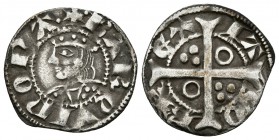 JAIME II. Dinero. (1291-1327). Barcelona. Cru.V.S. 340.1; Cru.C.G. 2158. Ar. 0,97g. MBC+.