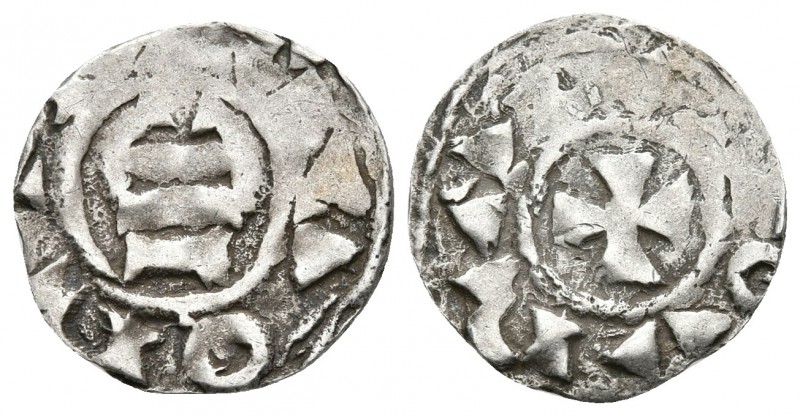 BISBE FRODOI. Obolo de imitación carolingia. (870-890) Comtat de Barcelona. A no...