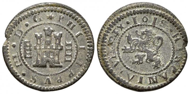 FELIPE III. 4 Maravedís. 1618. Segovia. Cal-823; J.S. D-253. Ae. 2,76g. MBC.