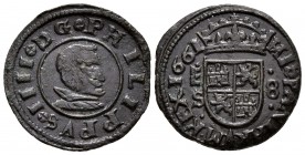 FELIPE IV. 8 Maravedís. 1661. Segovia S. Cal-1531; J.S. M 545. Ae. 2,43g. MBC+.