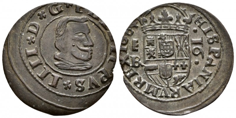 FELIPE IV. 16 Maravedís. 1664. Segovia BR. Cal-1514; J.S. M-530. Ae. 3,85g. Acuñ...