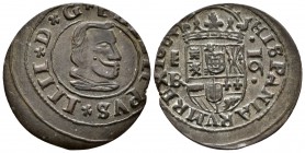 FELIPE IV. 16 Maravedís. 1664. Segovia BR. Cal-1514; J.S. M-530. Ae. 3,85g. Acuñación algo desplazada. EBC-.
