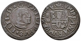 FELIPE IV. 16 Maravedís. 1664. Valladolid M. Cal-1674; J.S. M-820. Ae. 4,17g. MBC. Escasa.