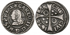CARLOS II. 1 Croat. 1674. Barcelona. D invertida. Cru.C.G. 4904e; Cal-658. Ar. 2,29g. MBC/MBC+