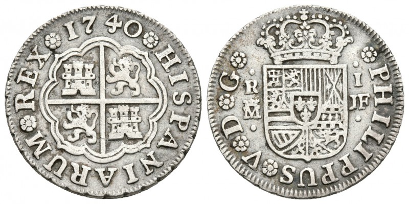 FELIPE V. 1 Real. 1740. Madrid JF. Cal-1548. Ar. 2,88g. MBC.