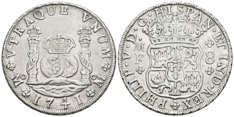 FELIPE V. 8 Reales. 1741. México MF. Columnario. Cal-791. Ar. 26,52g. Campo repa...