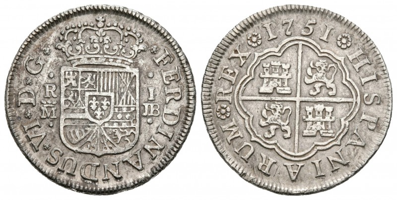 FERNANDO VI. 1 Real. 1751. Madrid JB. Cal-563. Ar. 2,77g. MBC+.