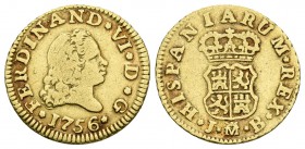 FERNANDO VI. 1/2 Escudo. 1756. Madrid JB. Cal-253. Au. 1,74g. BC+.