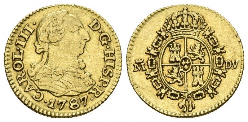 CARLOS III. 1/2 Escudo. 1787. Madrid DV. Cal-779. Au. 1,78g. MBC+.