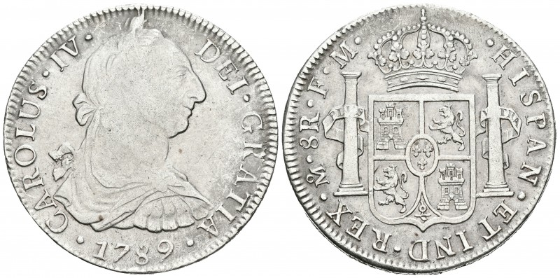 CARLOS IV. 8 Reales. 1789. México FM. Busto de Carlos III y ordinal IV. Cal-681....