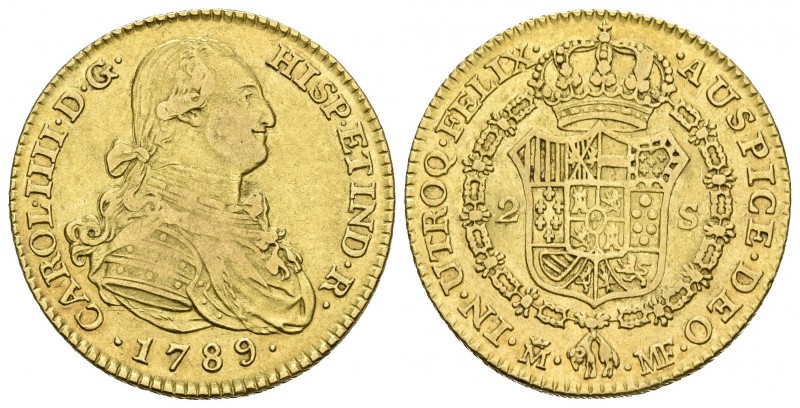 CARLOS IV. 2 Escudos. 1789. Madrid PJ. Cal-323. Au. 6,69g. MBC-/MBC.