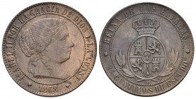 ISABEL II. 2 1/2 Céntimos de escudo. 1868. Barcelona OM. Cal-641. Ae. 6,39g. EBC.